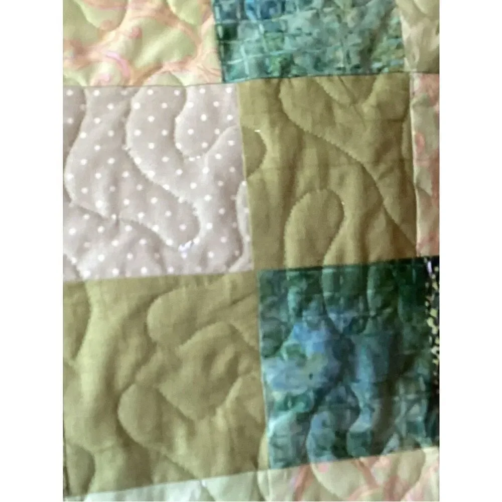 NWT. Colors of Green Beautiful Hand Crafted Quilt
